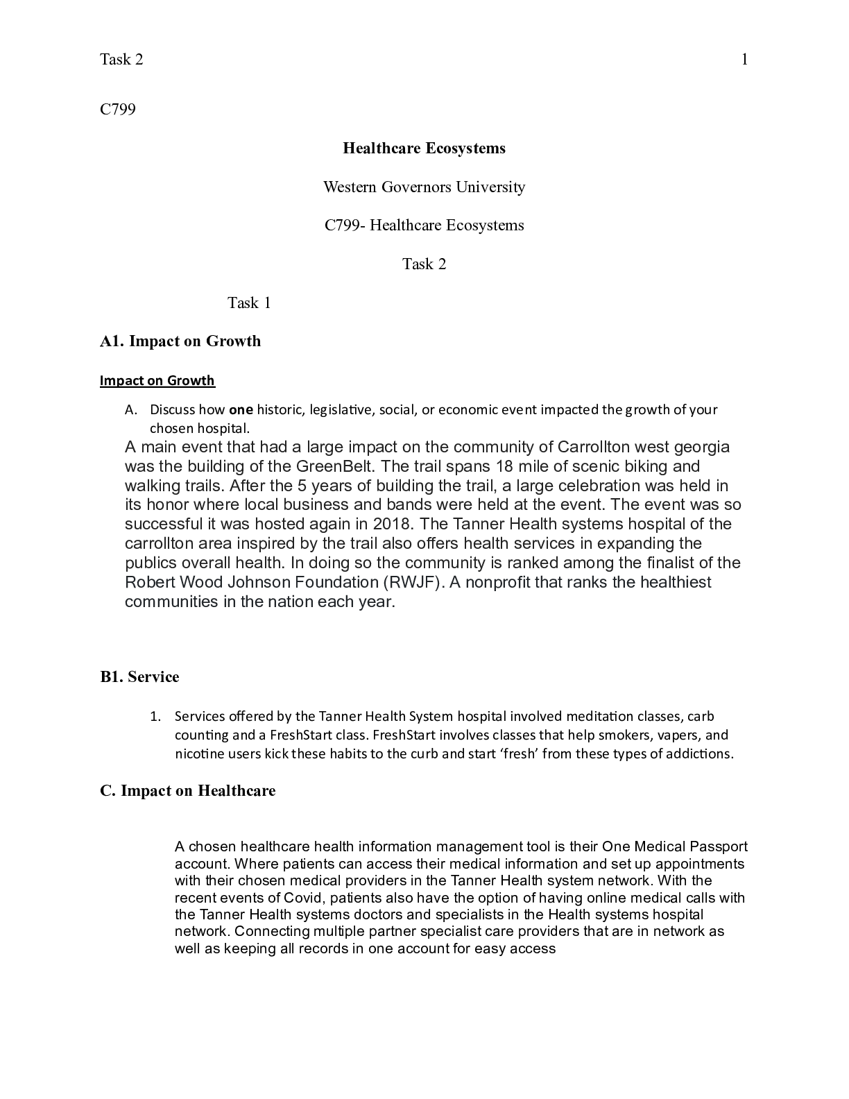 Preview image of task 2 .docx   C799                                                      Healthcare Ecosys document